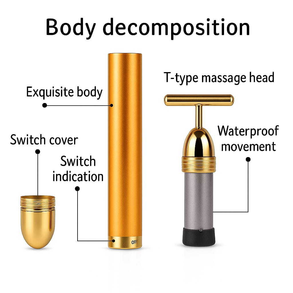 24K Gold Energy Beauty Bar Electric Facial Massage Roller