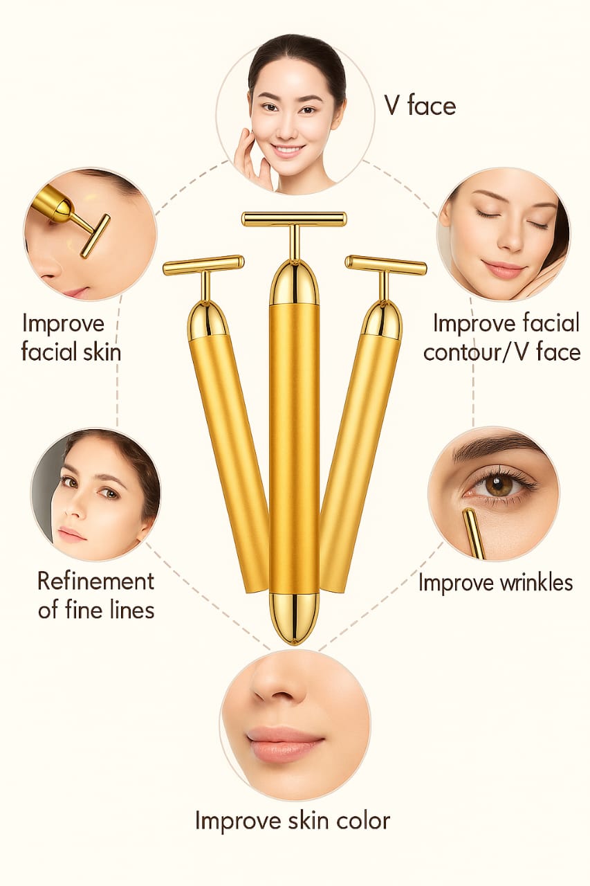 24K Gold Energy Beauty Bar Electric Facial Massage Roller